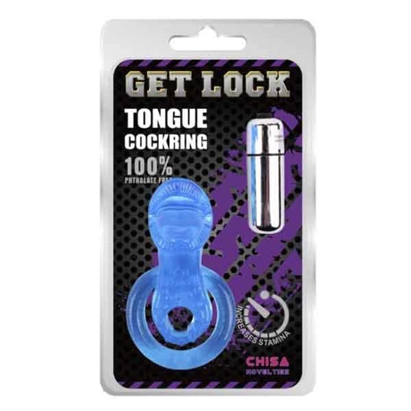 Anillo Vibrador Get Lock Tongue Azul - imagen 1