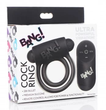 A-anillo Vibrador Control Remoto de Silicona Negro - imagen 1