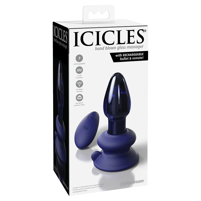 Vibrador Con Control Remoto Icicles Vidrio Azul n° 85 - imagen 3