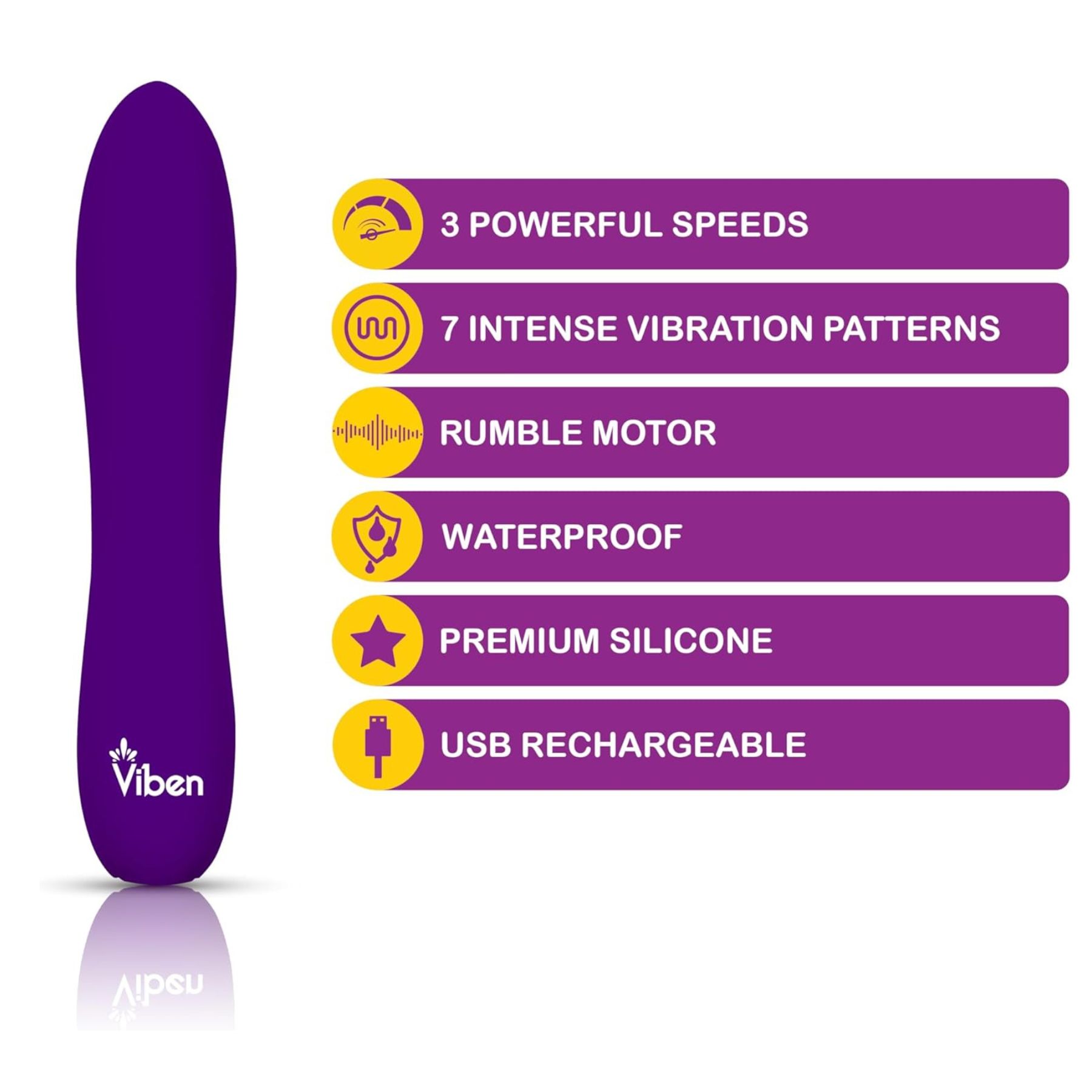 Vibrador Viben Bala Intensa 10 Funciones Violeta — miniatura 5
