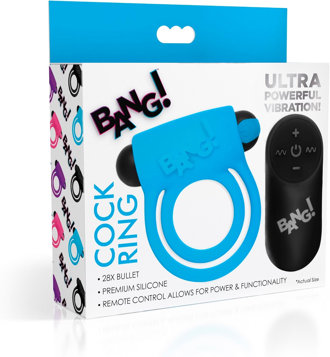 Anillo Retardante Vibrador Con Control Remoto Celeste - imagen 2