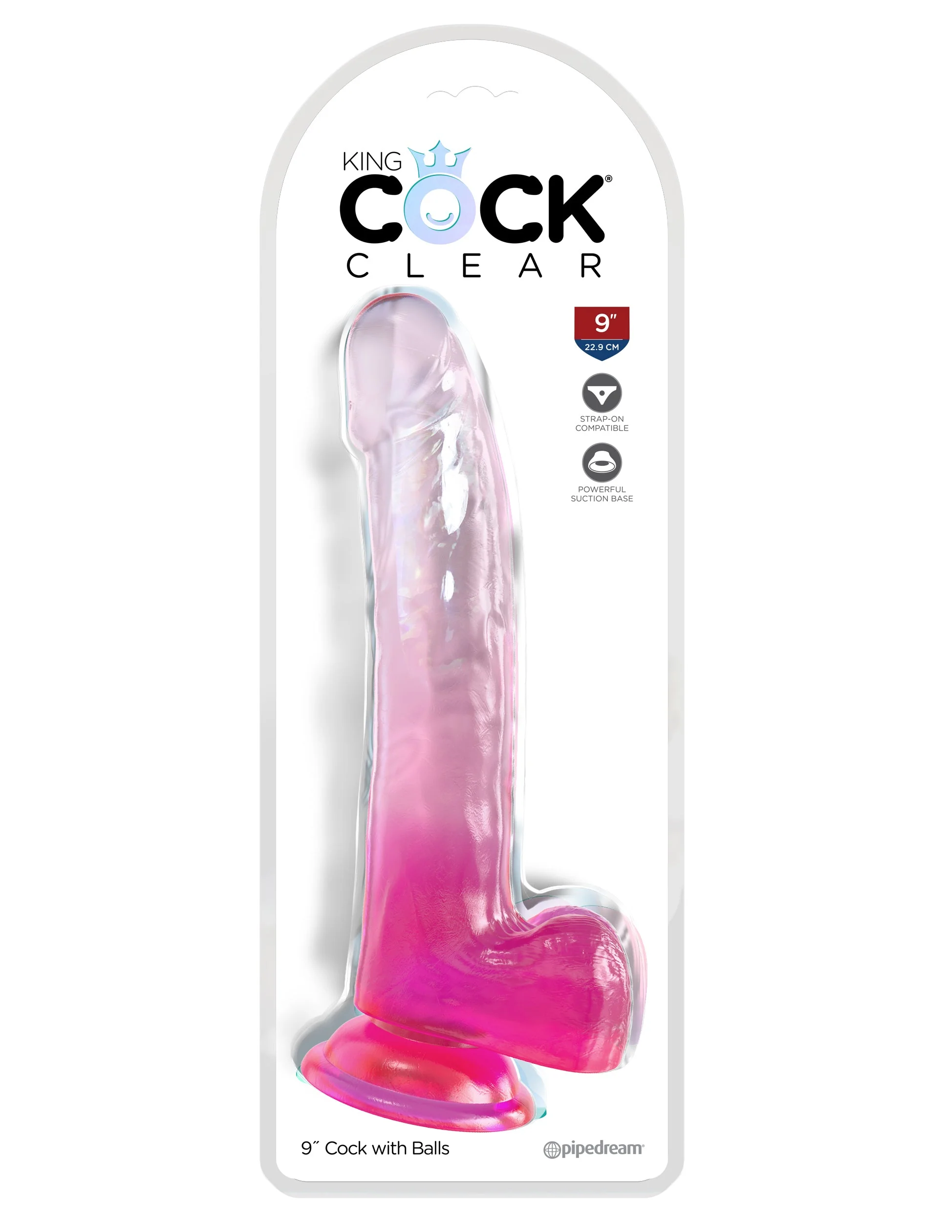 Consolador Realista King Cock Clear Rosa 9 Con Testiculo - imagen 2