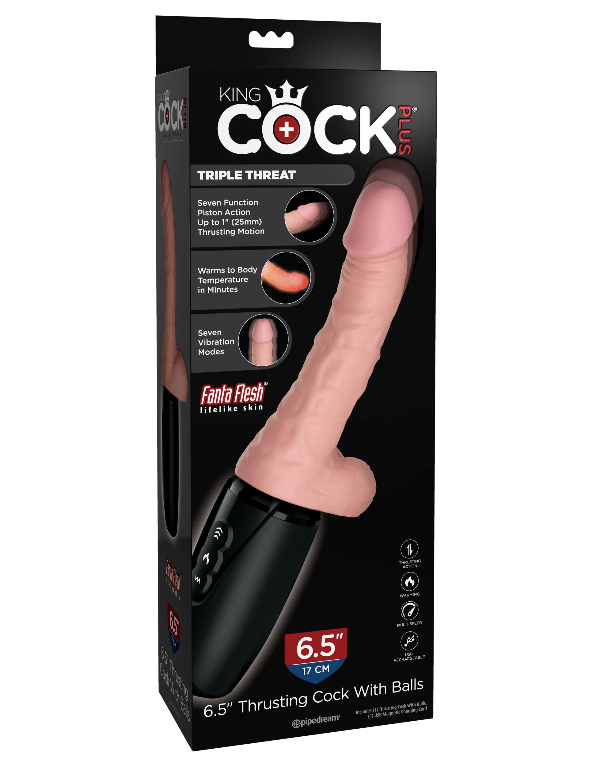 Vibrador Realista King Cock Plus 6.5 Gallo Empujador - imagen 3