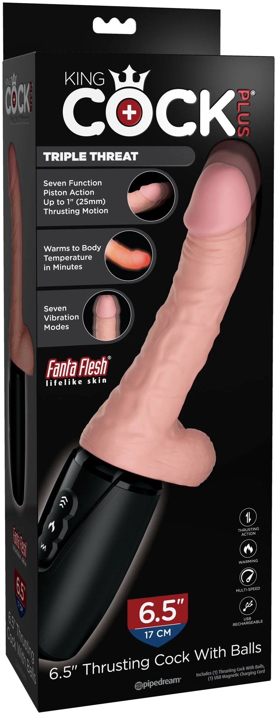 Vibrador Realista King Cock Plus 6.5 Gallo Empujador - imagen 1