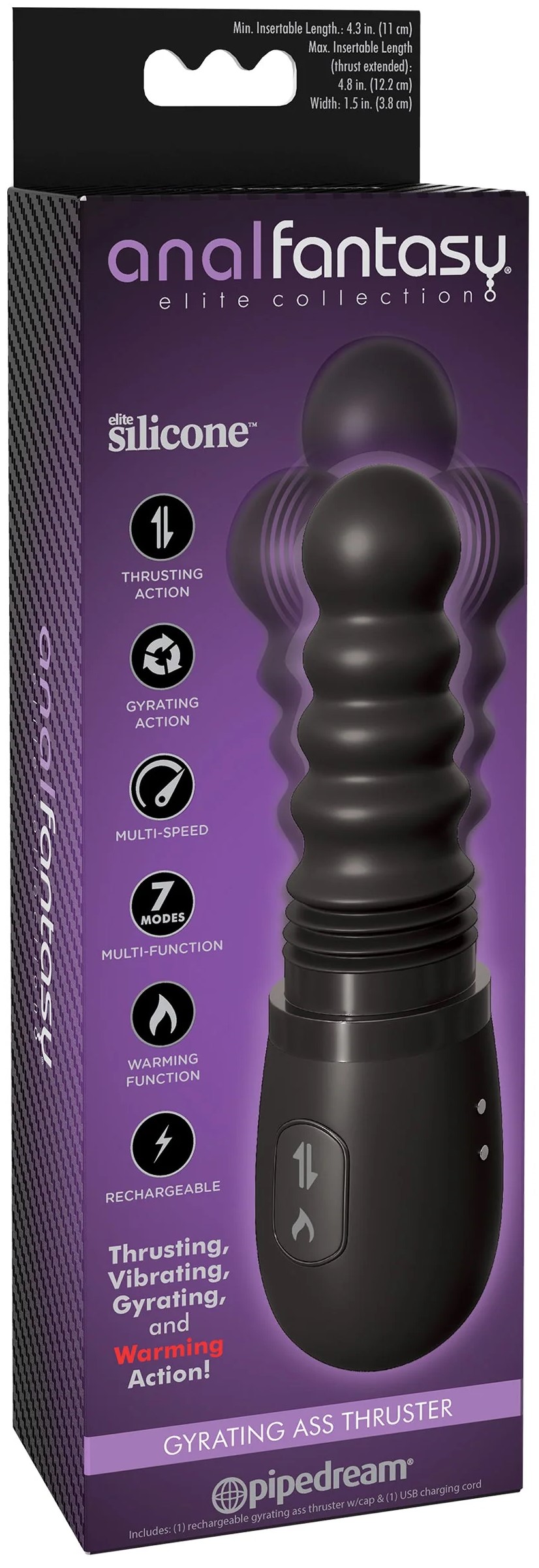 Vibrador Realista Fantasy Giratorio Negro - imagen 1